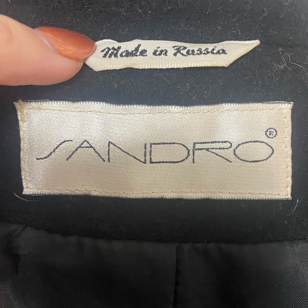 Sandro vintage EUC 100% wool full length three button black formal coat XL - Picture 6 of 8